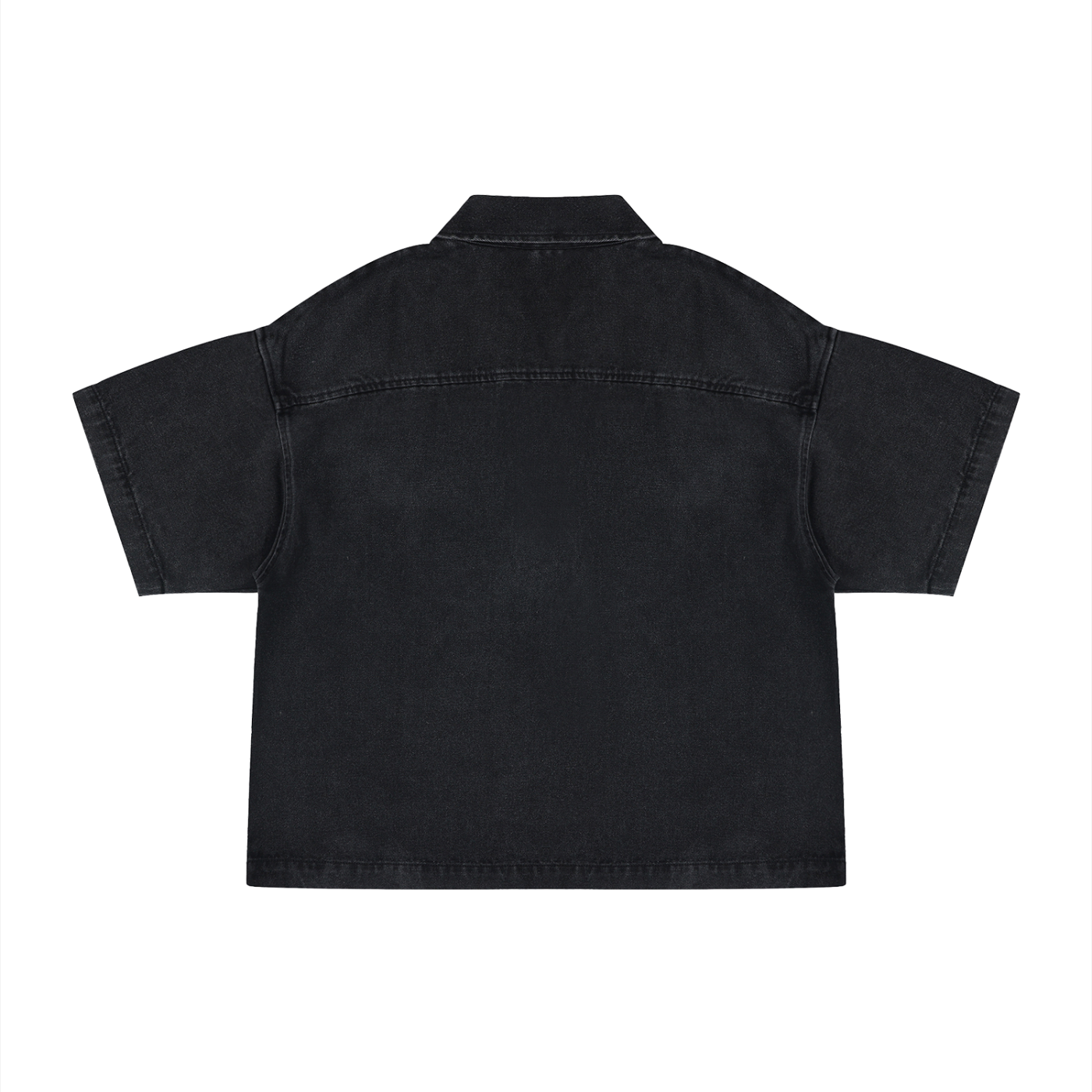 GAG Unisex Vintage Wash Boxy Quarter-Zip Denim Shirt